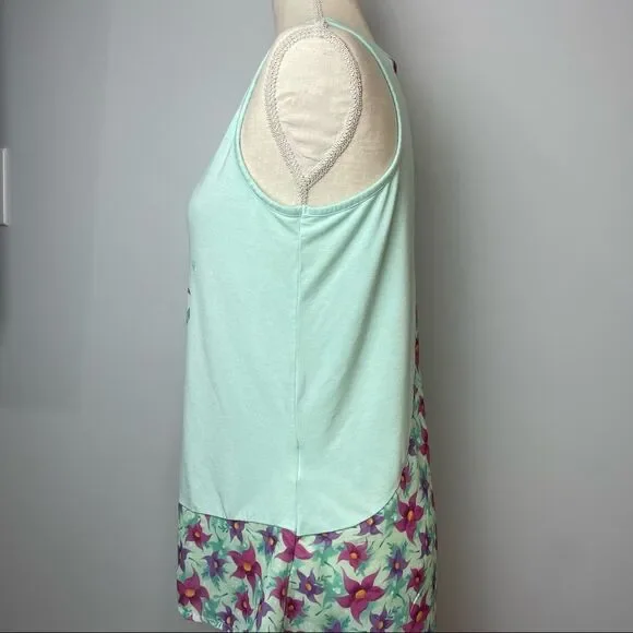 Disney The mermaid life is Sweet Graphic Tank Top Solid Blue & Purple floral M - Picture 5 of 12